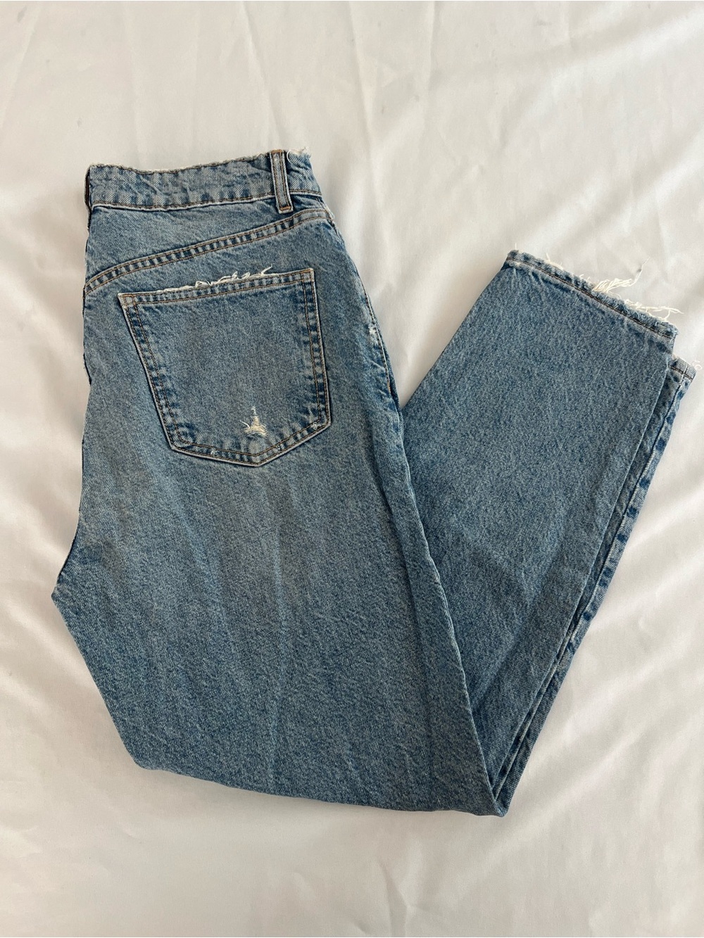 Zara Light Blue Washed Mom Denim Jeans